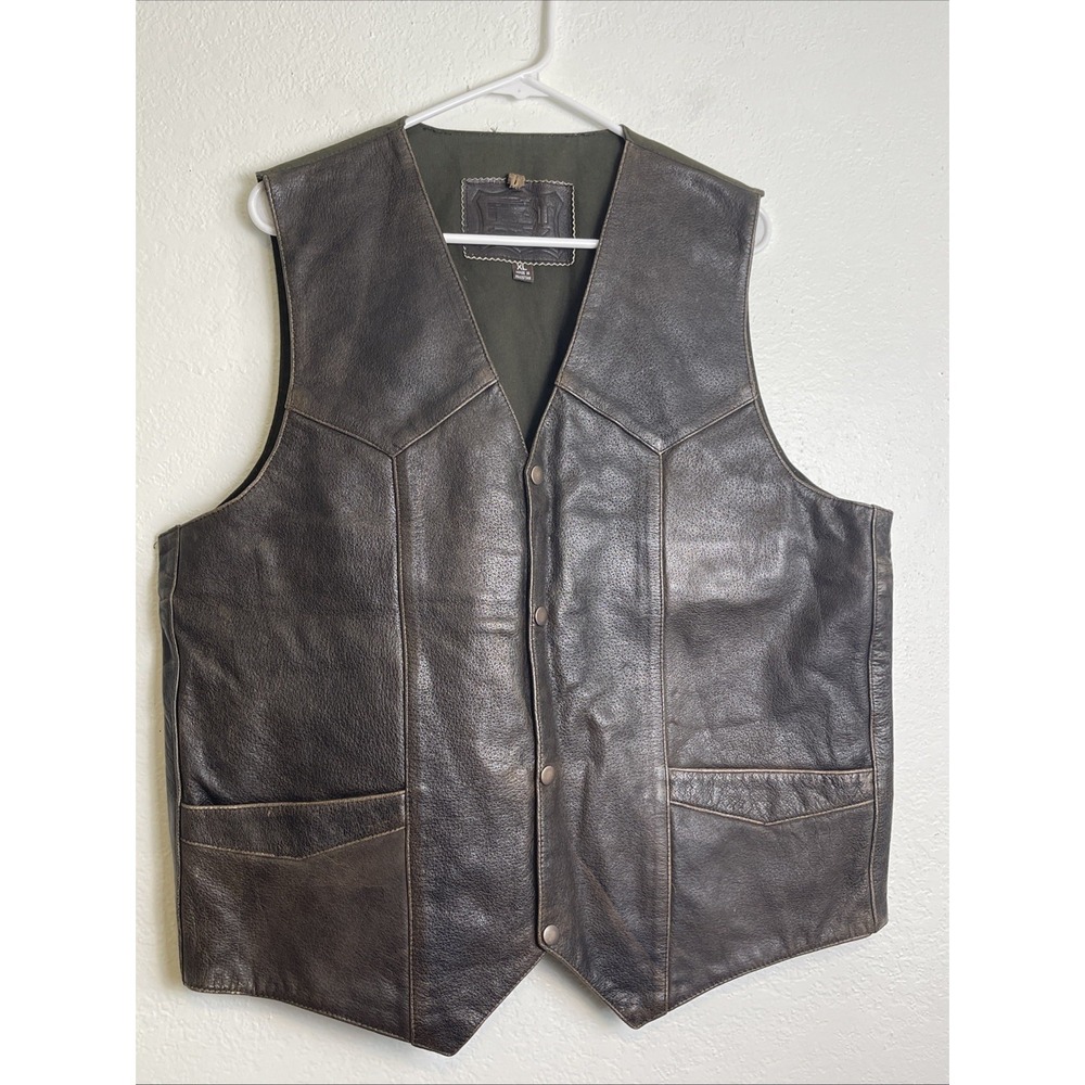 Vintage First Classics Leather Vest By First Manufacturing Co. Size XL